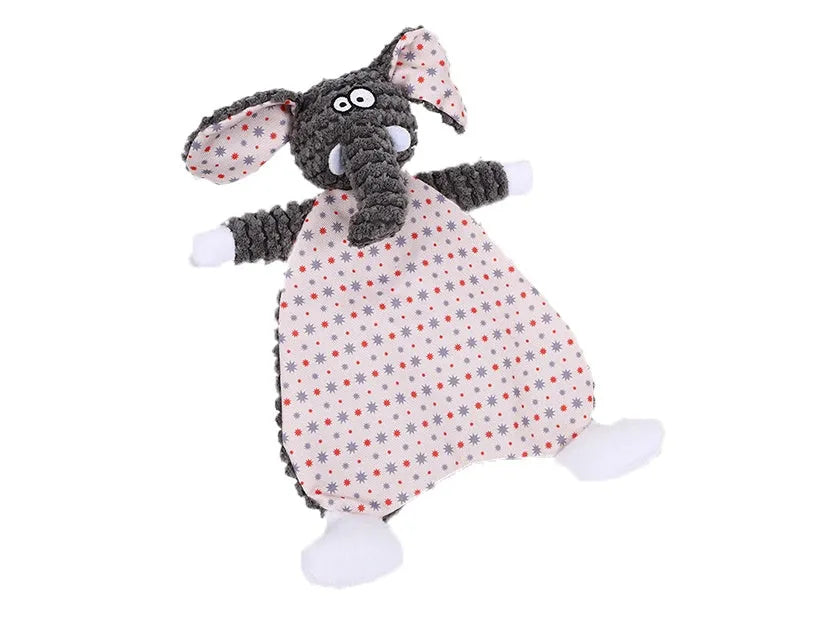 Brown velvet pet stuffed toy with squeaker for dogs and cats.