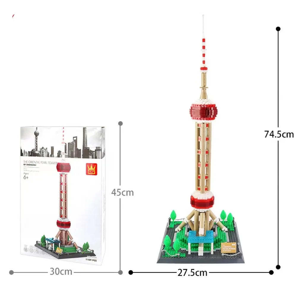 Wange building blocks set with over 800 ABS plastic pieces for landmark construction