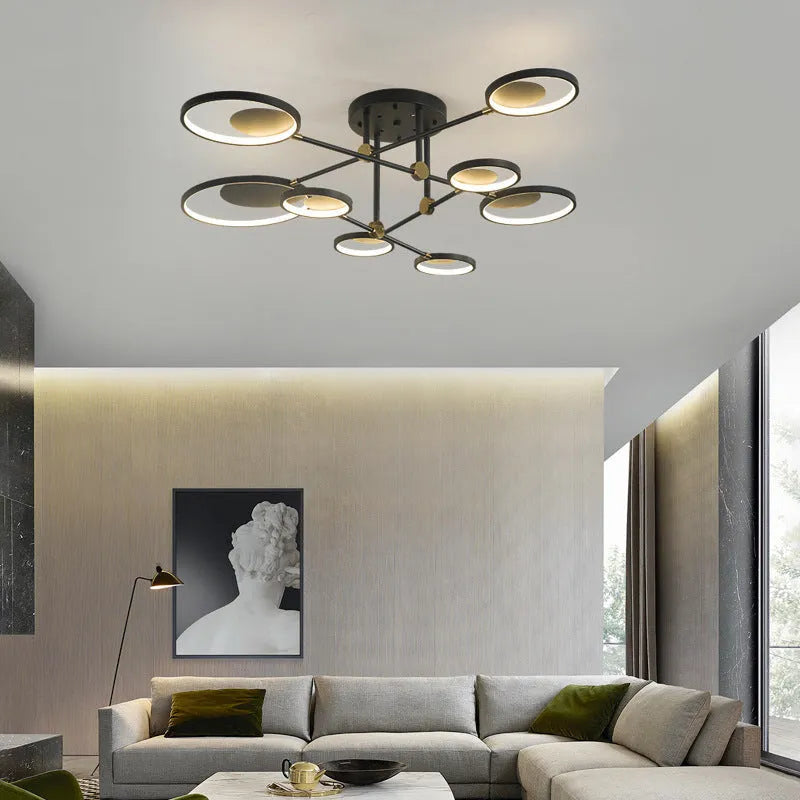 Modern glass molecular ceiling light with LED illumination, 720mm diameter, three colour options