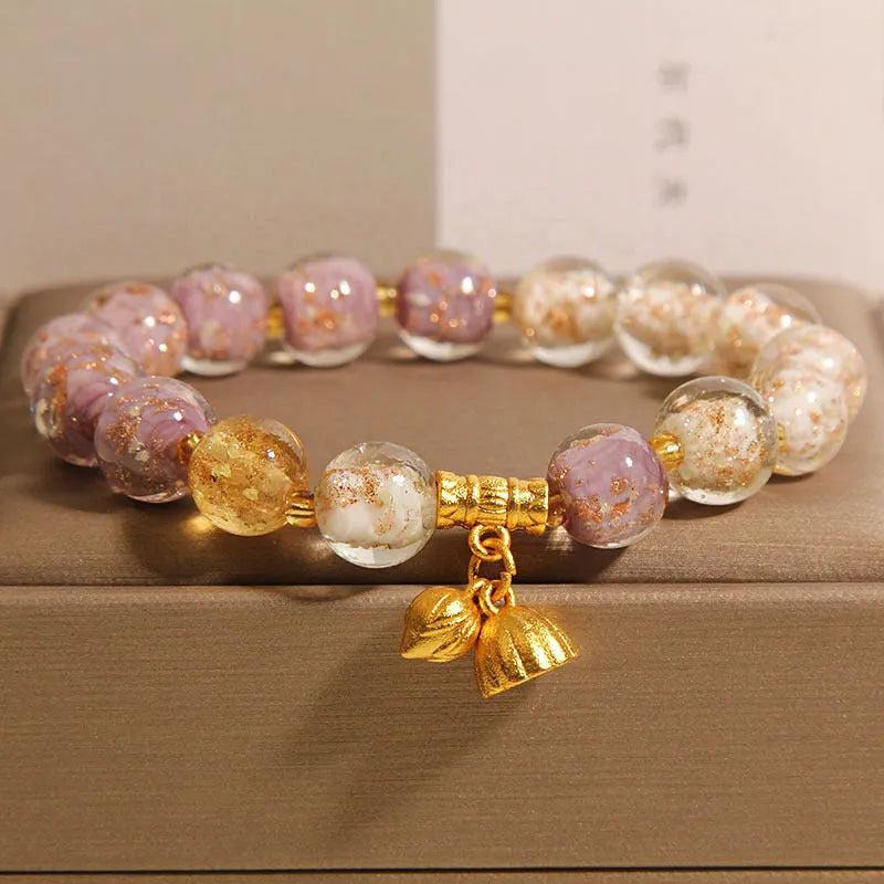 New Chinese style purple luminous glazed crystal bracelet for women fresh sweet style