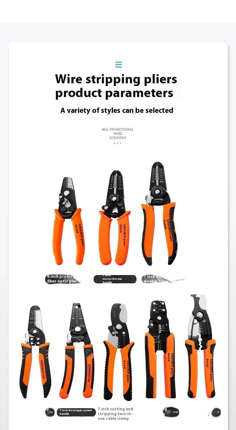 Automatic wire stripping pliers tool made from steel for electricians