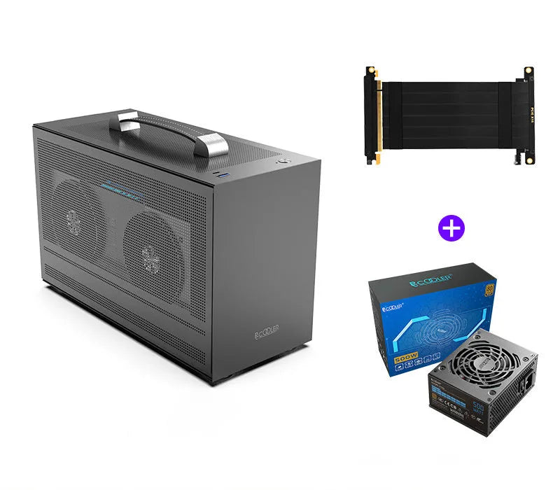 ITX desktop computer chassis in tin-plated steel with upper power supply position
