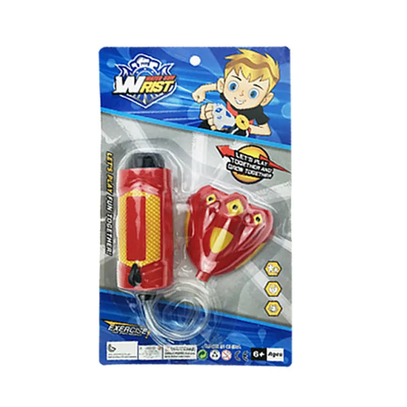 Hand-held plastic water gun in red and blue, 24cm length, for juvenile outdoor play