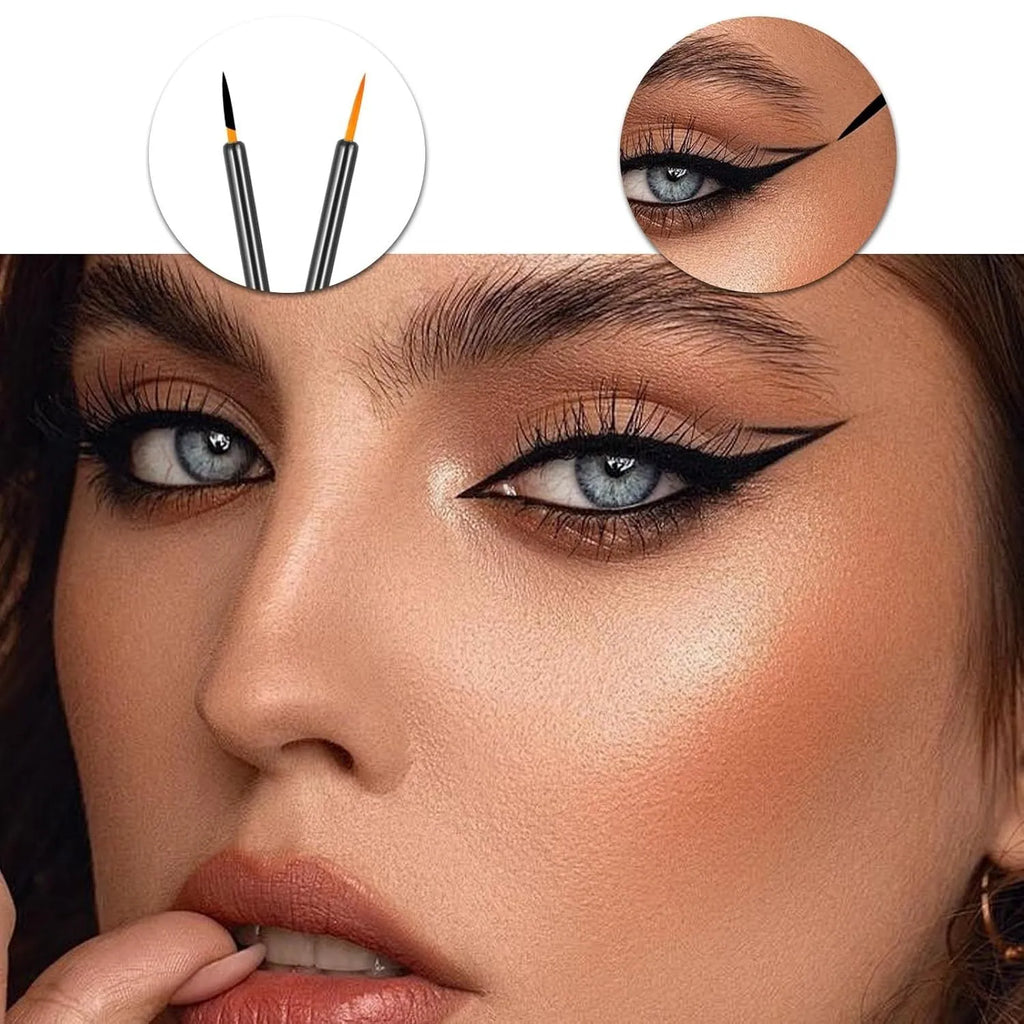 One hundred black disposable eyeliner brushes with fine points, each in a clear plastic sleeve.