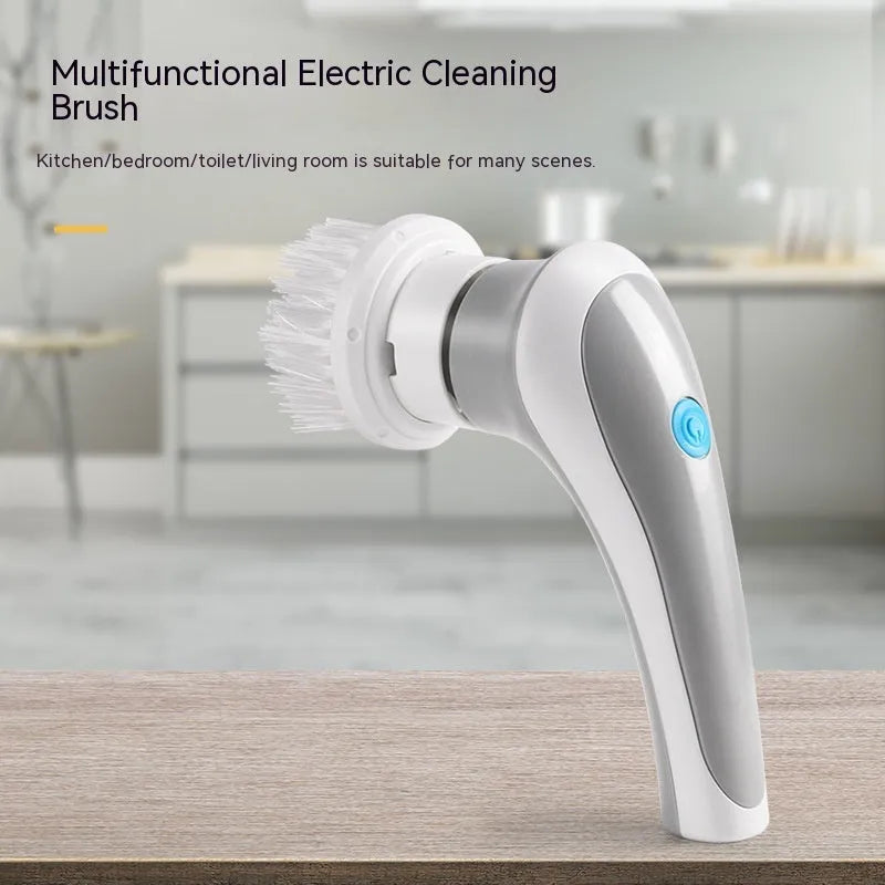 4 in 1 cordless electric cleaning brush with 360r/min spinning action, plastic body 10 x 18 x 6.5cm and four brush heads