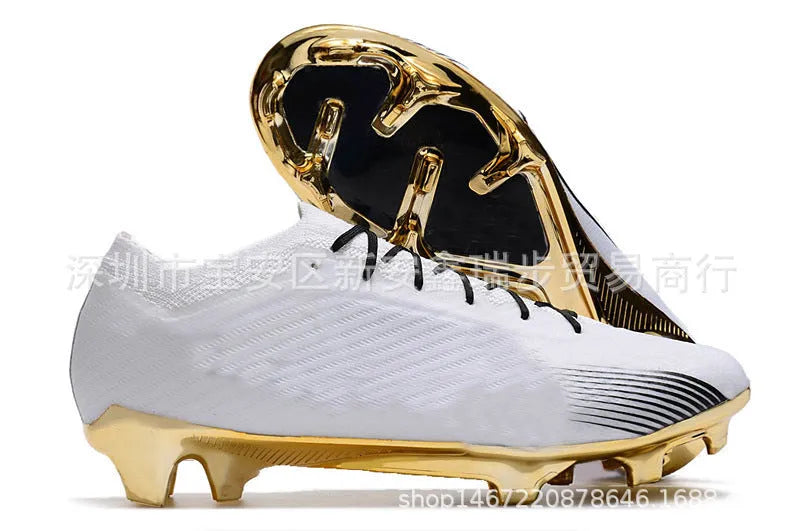 Men's built-in air cushion waterproof knitted football shoes with FG studs on rubber sole