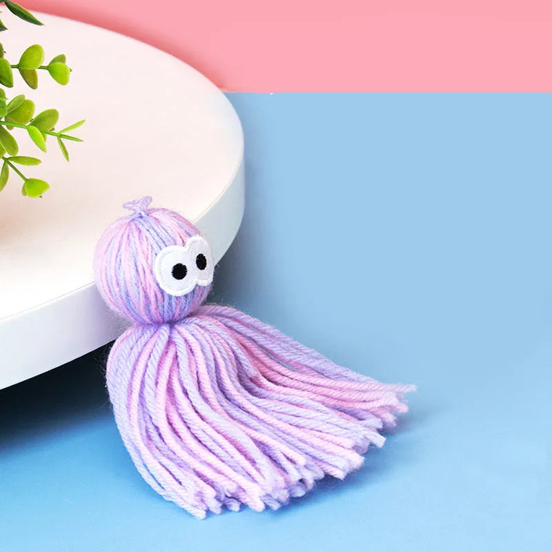 Bite-resistant wool cat ball with teaser stick for kitten teeth grinding and hanging play