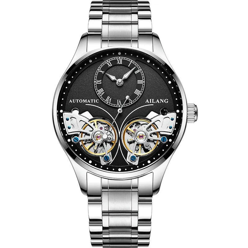 Seiko automatic men's watch with tourbillon and moon phase complications on wrist