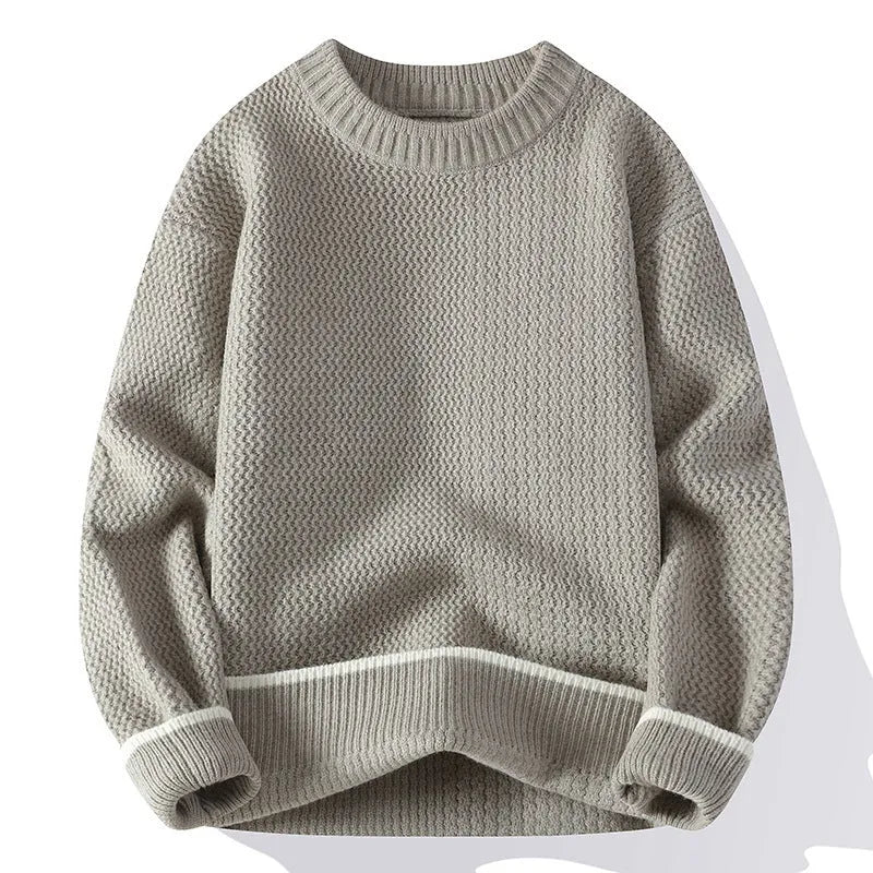 Men's loose fit pullover sweater in polyester blend available in four colours