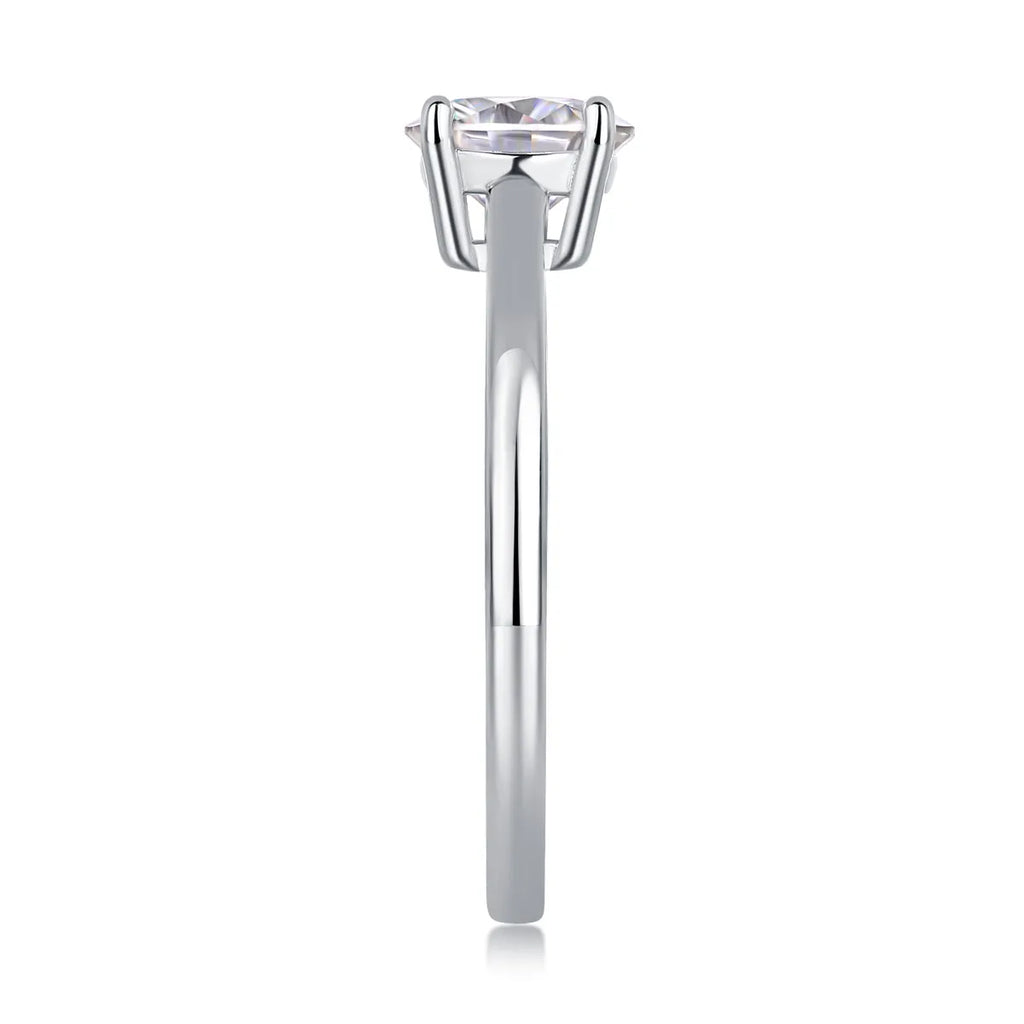 Love Words wedding ring set with heart-shaped moissanite in S925 silver platinum-plated, 1 carat stone in gift box