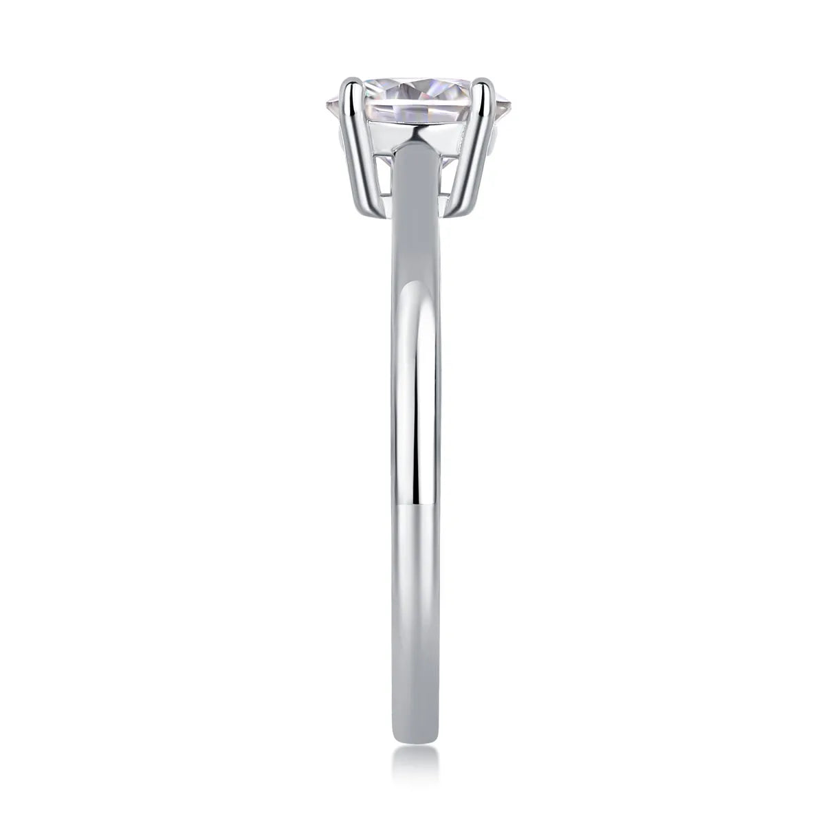 Love Words wedding ring set with heart-shaped moissanite in S925 silver platinum-plated, 1 carat stone in gift box