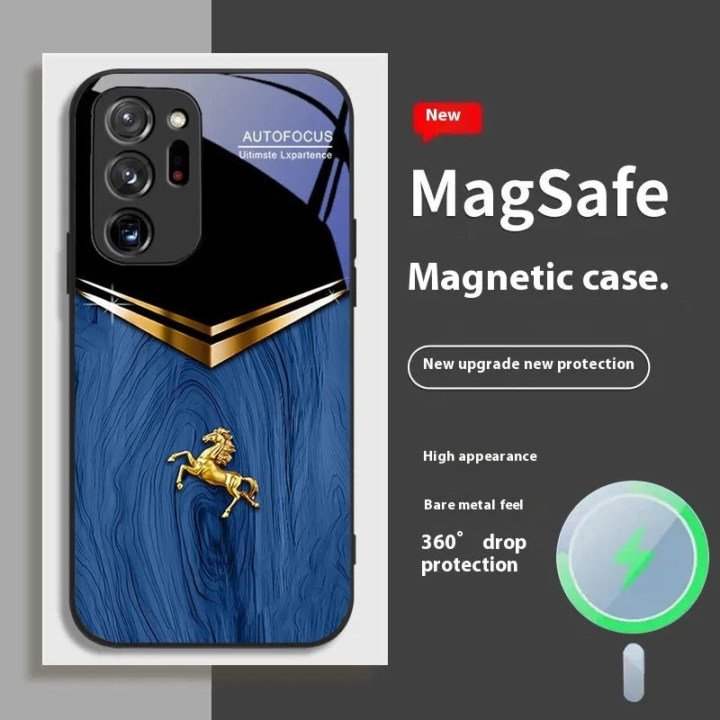 Samsung Galaxy phone case with metal build, sprayed finish, and magnetic ring in black