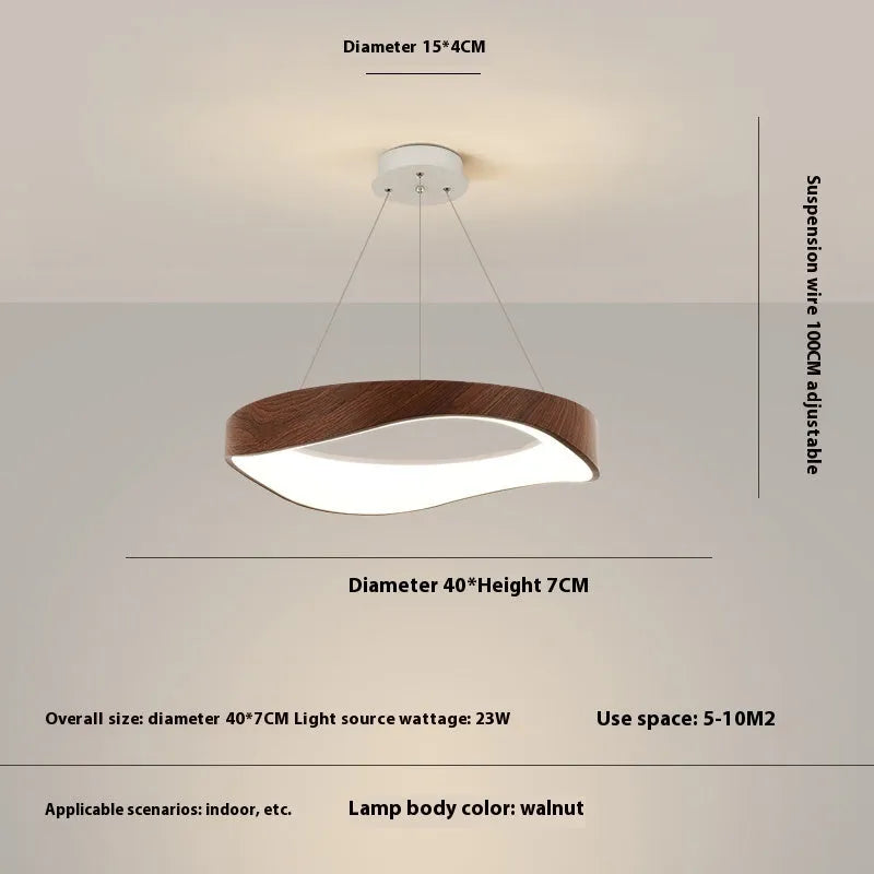 Nordic creative wood grain restaurant bar chandelier 40cm pendant light with three finish options