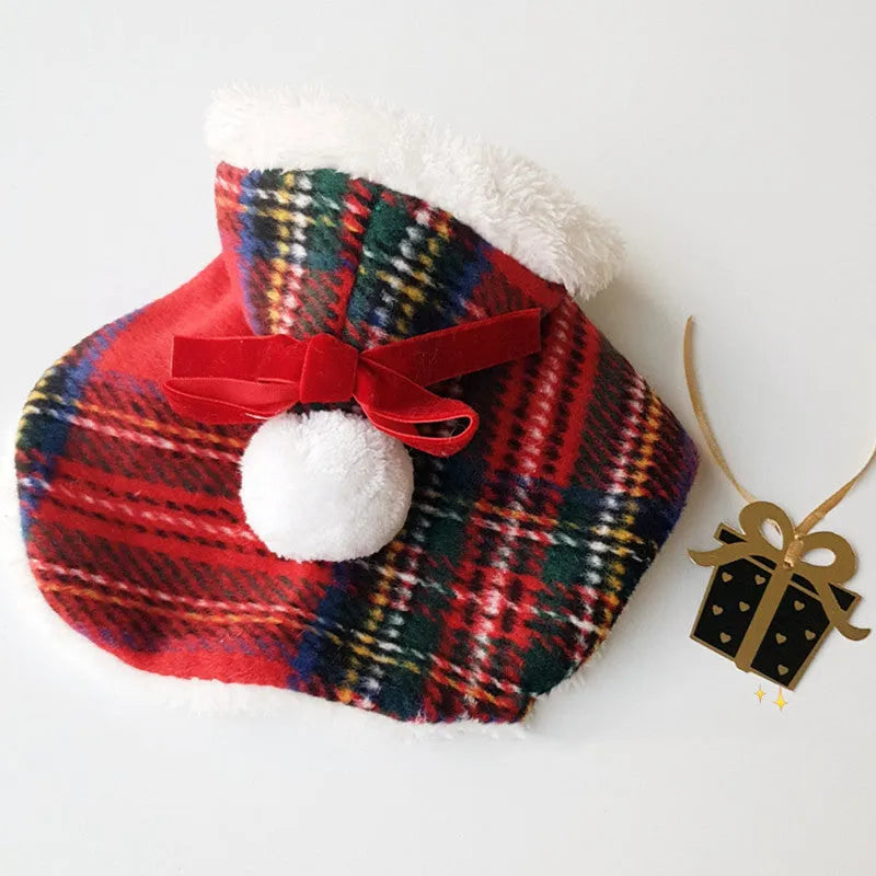 Red polyester dog cloak for Christmas and New Year, leisure style pet outfit in sizes S M L XL