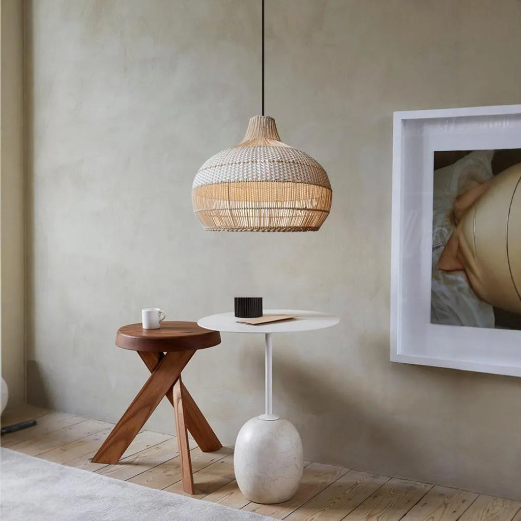 Natural woven rattan pendant chandelier with 60cm diameter in Silent Wind style