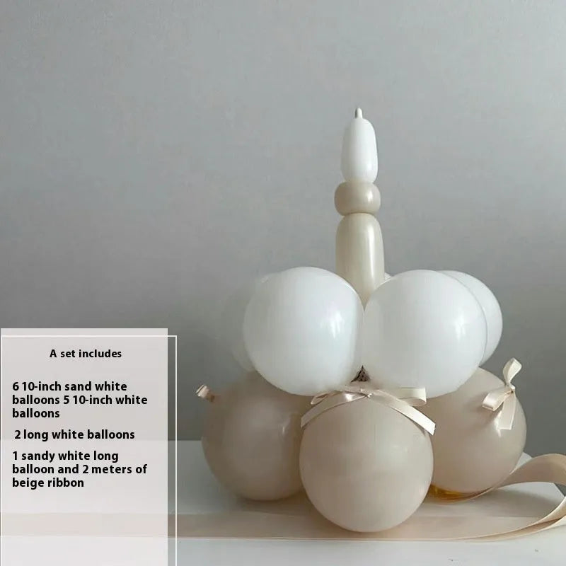 DIY balloon bouquet cake set with round balloons for party decoration and cake toppers