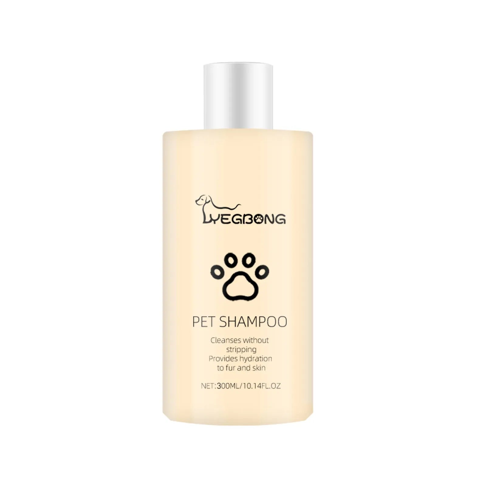 Bottle of mild pet shampoo for cats and dogs that softens fur and helps with knots