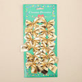 A red, gold, and silver polyester Christmas decoration bow ornament measuring 5 cm.