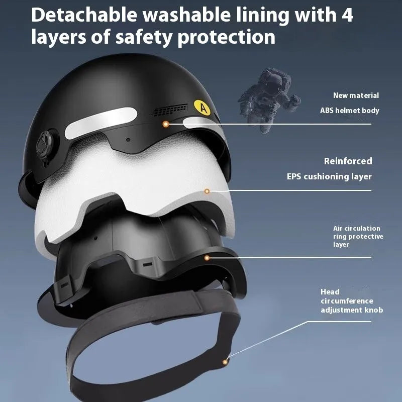 3C certified electric motorcycle helmet in polypropylene with sun protection, shown in Light Pink colour.