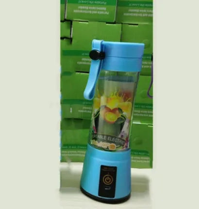 Portable USB rechargeable blender with six blades, 380ml capacity, in pink colour option