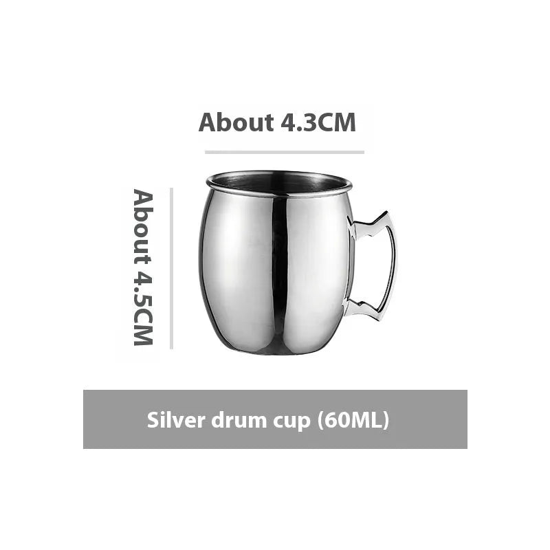 Stainless steel Moscow mule copper cup in choice of colour and size on table