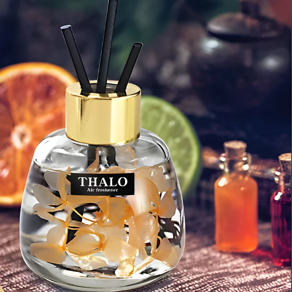 Creative glass bottle car perfume ornament for loose incense air freshening.