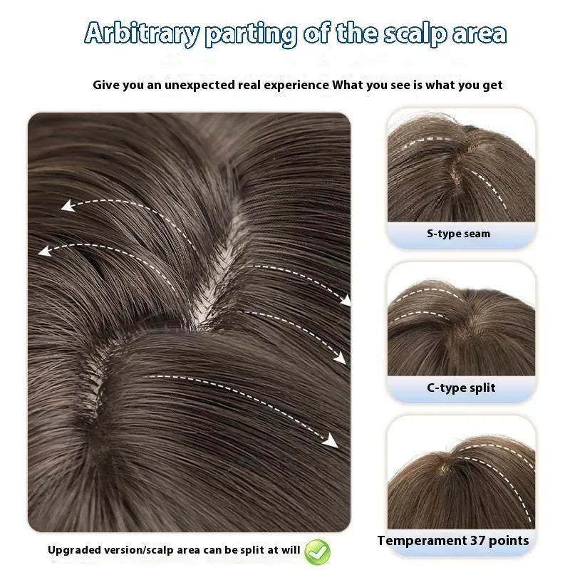 Long curly hazelnut grey brown big wave wig with five piece care set for ladies daily wear