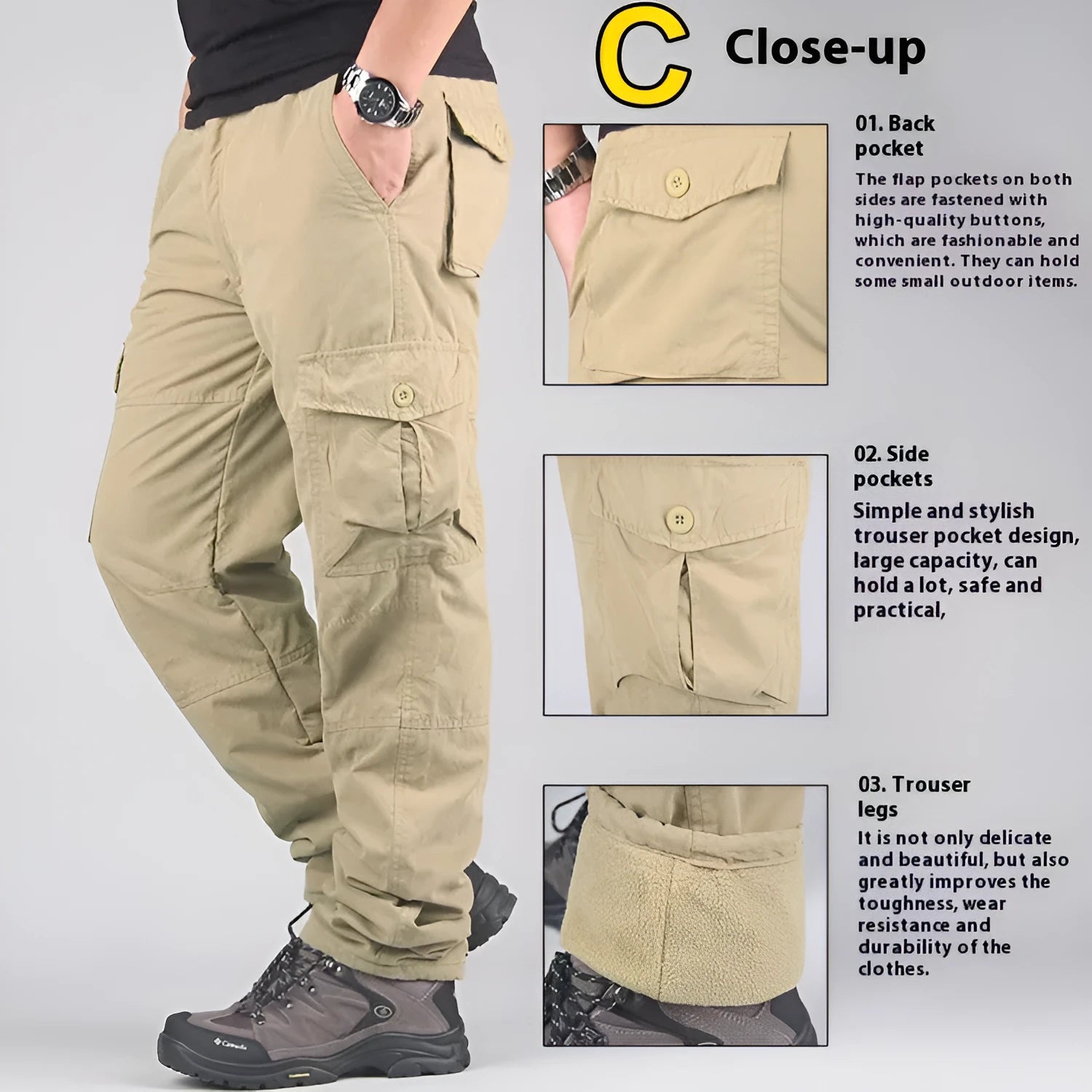 Men's thick wool-lined overalls in stone-washed cotton with straight-leg design