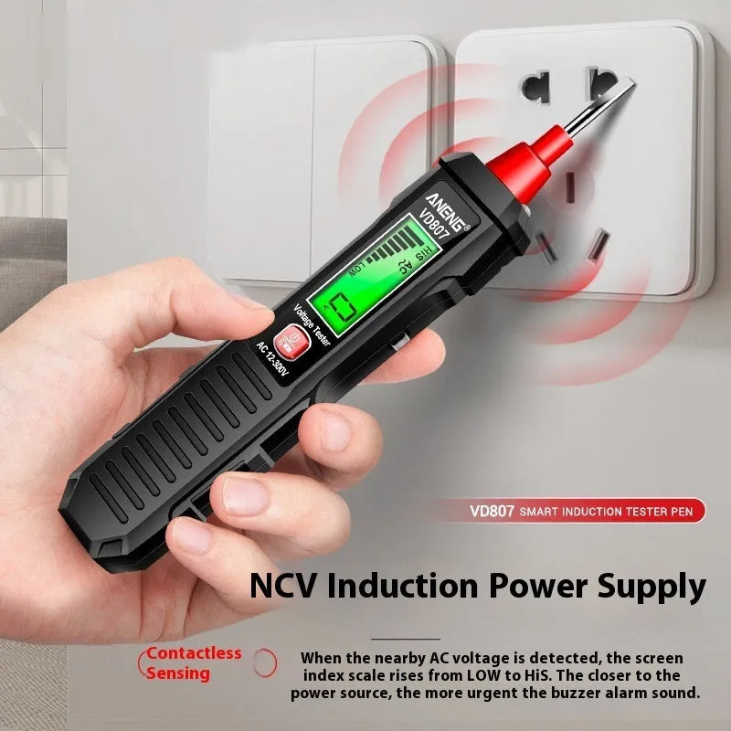 Digital voltage tester pen with LCD display for 12V to 300V electrical detection