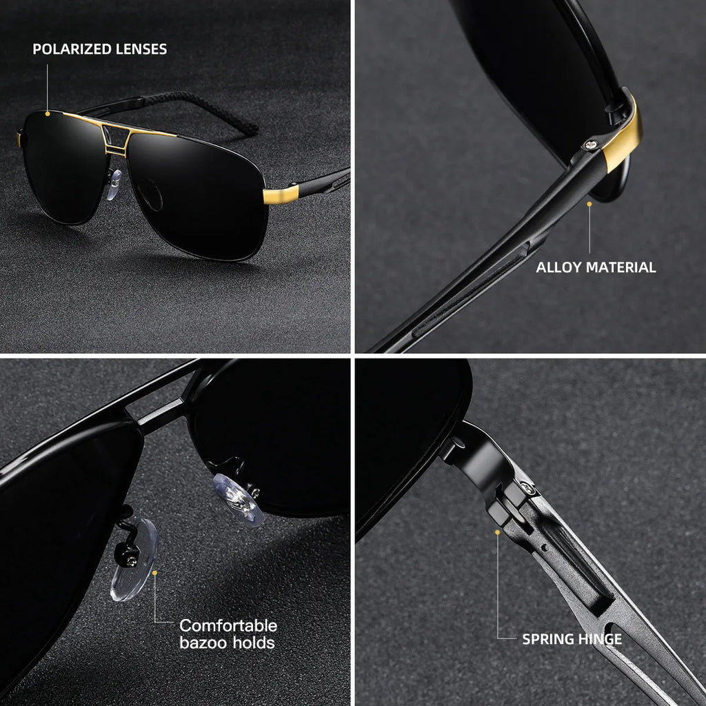 Men's orange red tinted aviator sunglasses with polarised lenses and thin metal frame on a plain background.