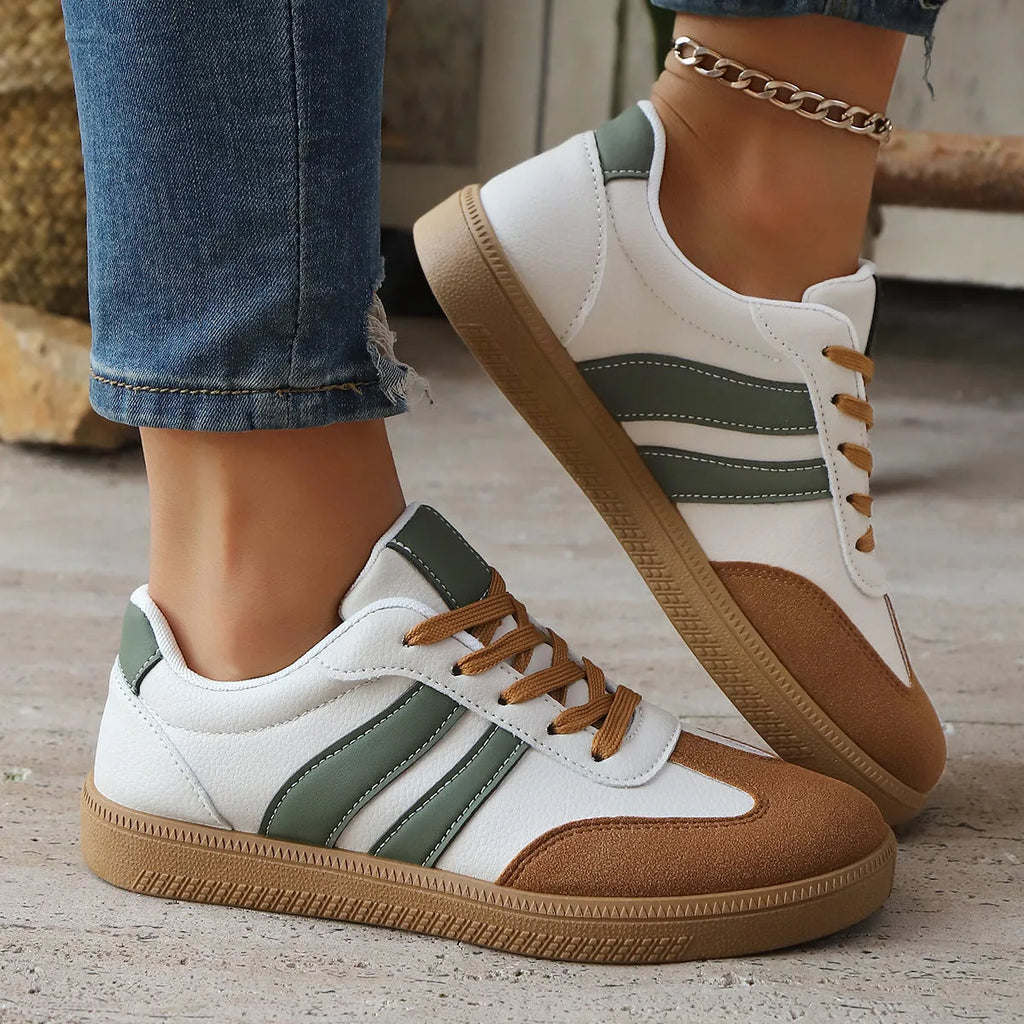 Women's lightweight casual sneakers in red and white, flat heel, round toe, sizes 36-42
