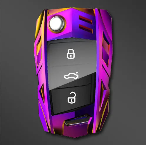 Metal mecha golf auto key shell set in silver with button case buckle
