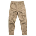 Men's multi-pocket cotton work trousers in a cropped leg style, shown in khaki colour.