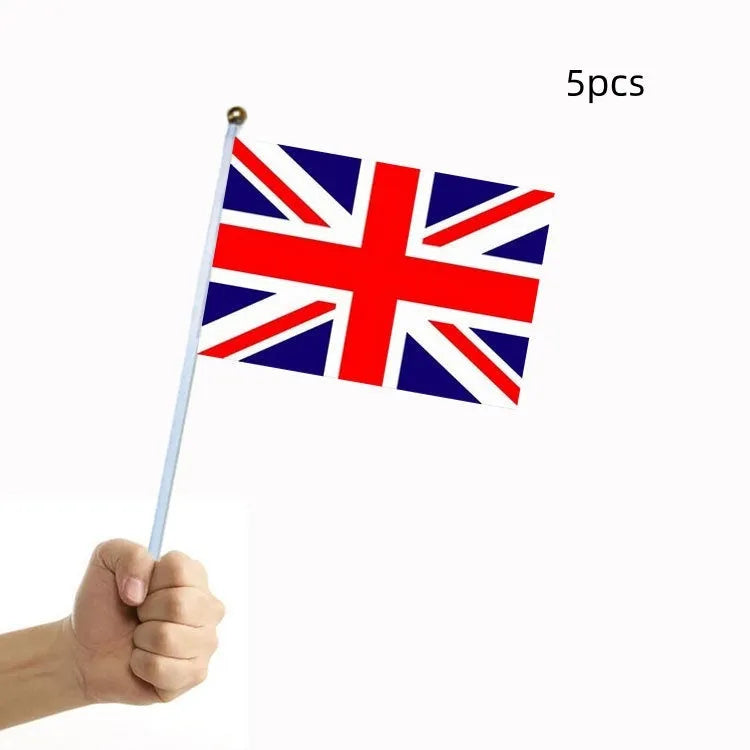 UK Hand Signal Flag No 8 in polyester, 14x21cm, with 30cm plastic flagpole for outdoor use