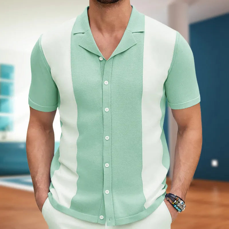 Men's Tencel polo shirt in green, wine red, or black, sizes M to 3XL, business casual style.