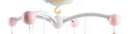Rotating baby crib mobile with music box, projection, and remote control - plastic, available in blue and pink