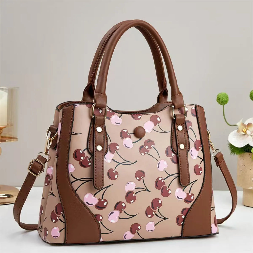 Large capacity simple shoulder messenger bag in PU leather with print design, 32x13x24cm, available in multiple colours
