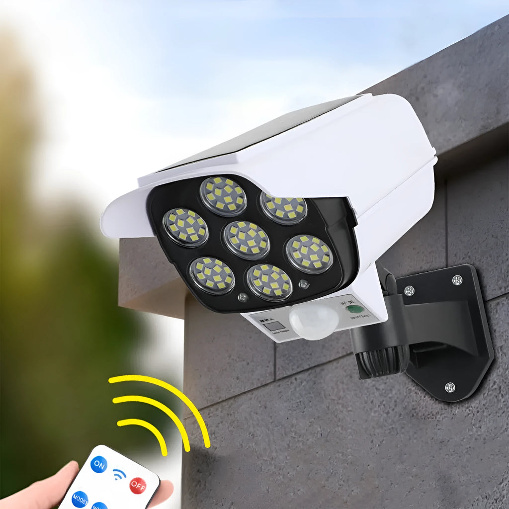 Round abstract design solar-powered outdoor LED wall light with motion sensor for courtyards.