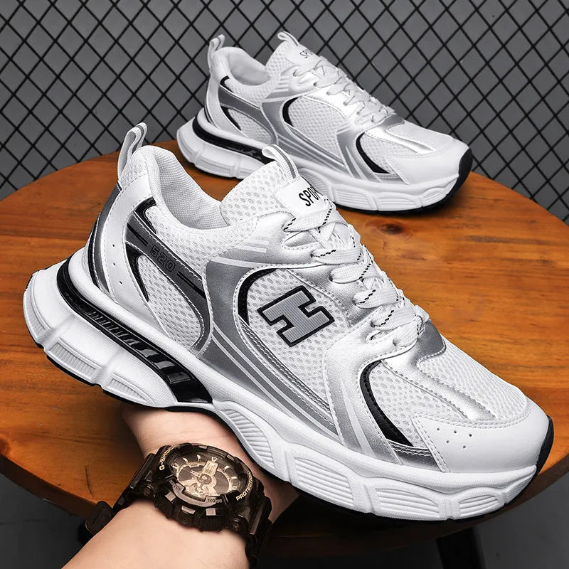 Men's mesh casual running shoes in three colour options with injection moulded plastic soles