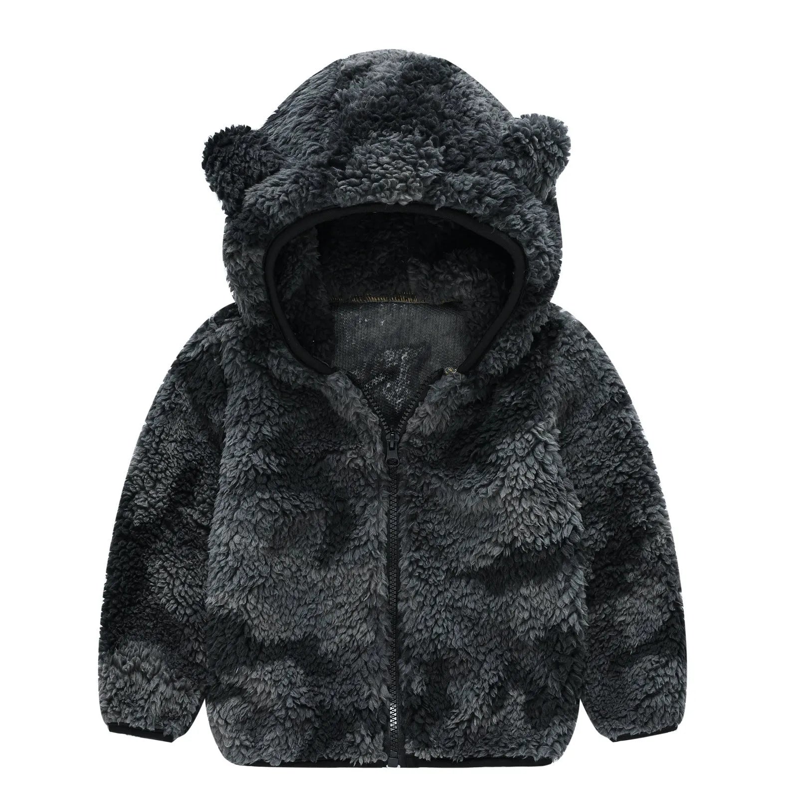 Infant toddler bear ears solid colour hoodie jacket with zipper front, cotton lining, and long sleeves, available in multiple colours