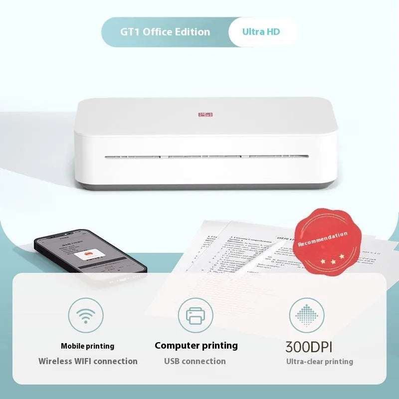 Small white plastic intelligent learning printer with Type C USB port on a desk.