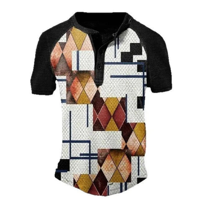 Men's short sleeve polo shirt with lapel button in polyester fabric for sports and casual summer wear