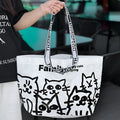 Waterproof woven handbag with colourful snakeskin pattern design and PP woven construction