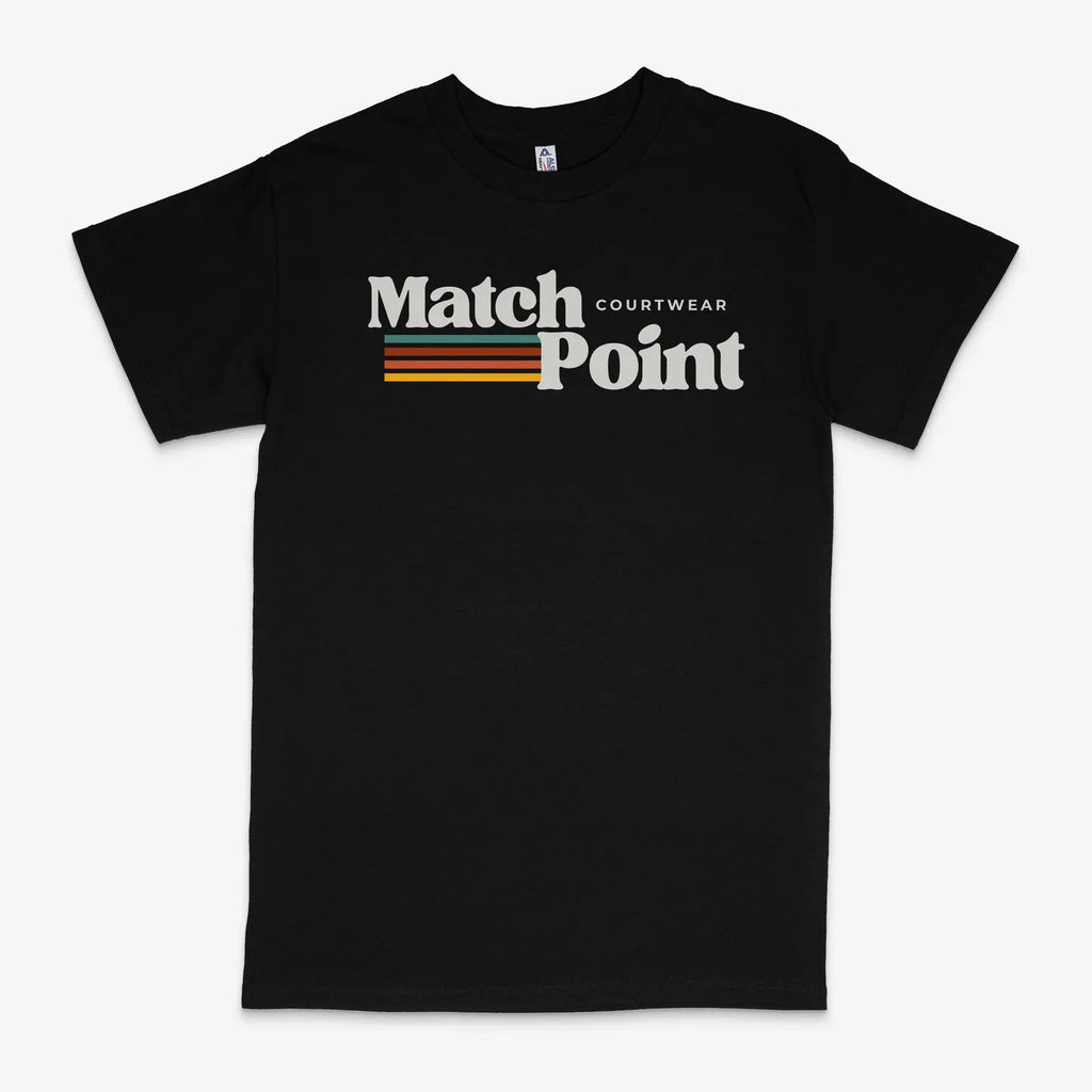 Black men's t-shirt with a colourful 3D digital print on the front, showing a regular fit and short sleeves.