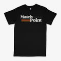Black men's t-shirt with a colourful 3D digital print on the front, showing a regular fit and short sleeves.