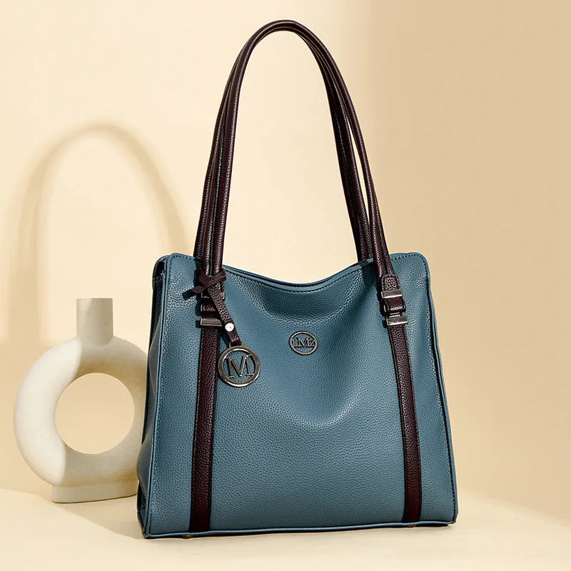 Women's genuine leather crossbody bag in horizontal square shape with European retro styling