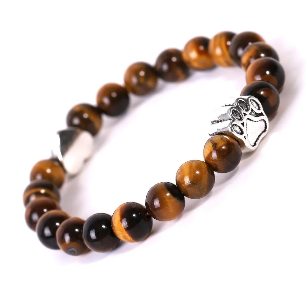 Tigereye Indian Agate stone beaded bracelet with geometric round shape and multiple style options