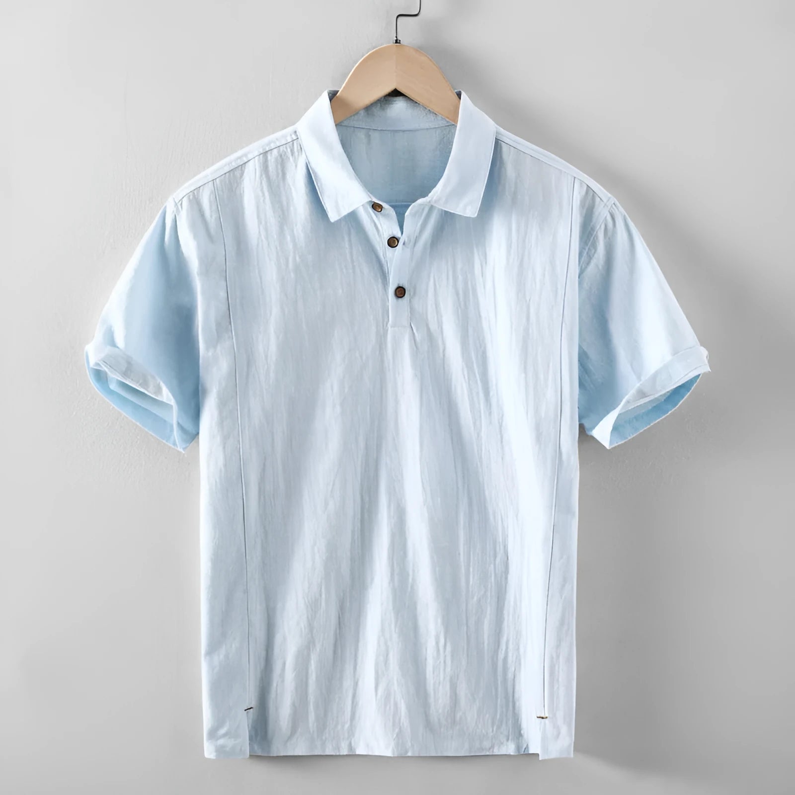 Men's loose fit linen blend casual shirt in a solid colour