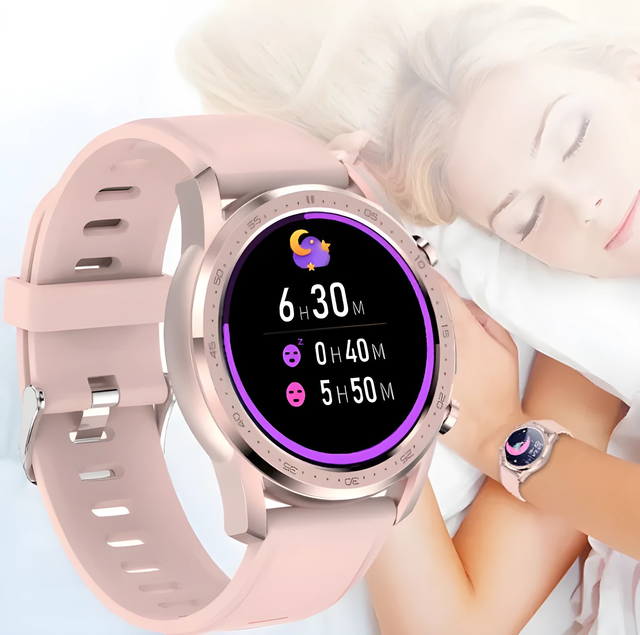 Youth2 body temperature smart bracelet with zinc alloy case on a wrist.