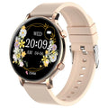 Black Bluetooth smartwatch with stainless steel strap showing call and heart rate monitoring features on screen